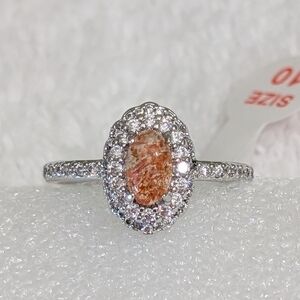 NWT Bomb Party Lab Created Sunstone CZ Silver Plated Size 10 Ring
